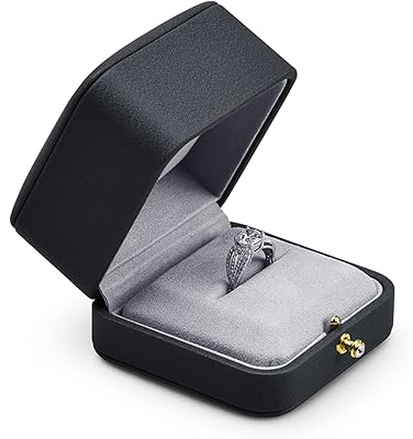 woodten 黑色 pu 皮订婚求婚戒指盒珠宝戒指礼盒礼盒礼盒